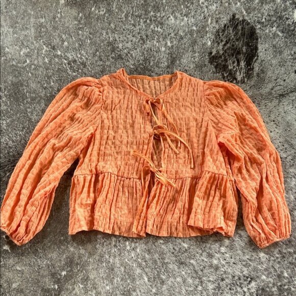 SHEIN Orange Textured Blouse - Picture 1 of 2